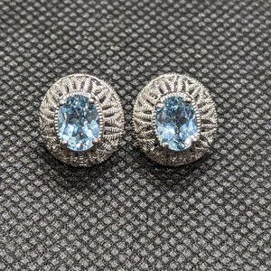Vintage Inspired Sky Blue Topaz Earrings .925